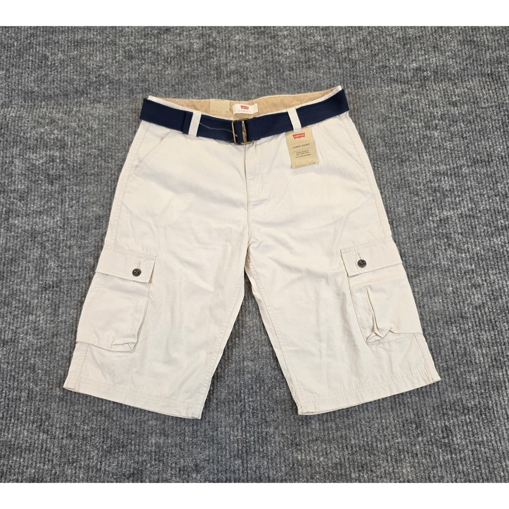 Levi's Boys Westwood Cargo Shorts Size 20 Reg W30 Beige Belted Relaxed Fit